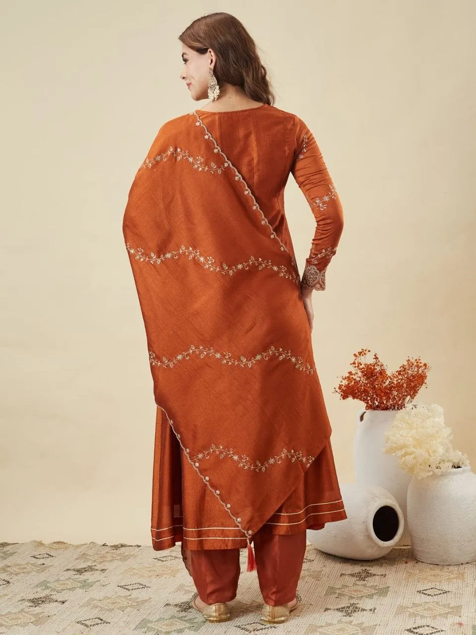 Stylish Zarin 22 Vichitra Silk Sequence Work Raksha Bandhan Gown Online Surat 2026
