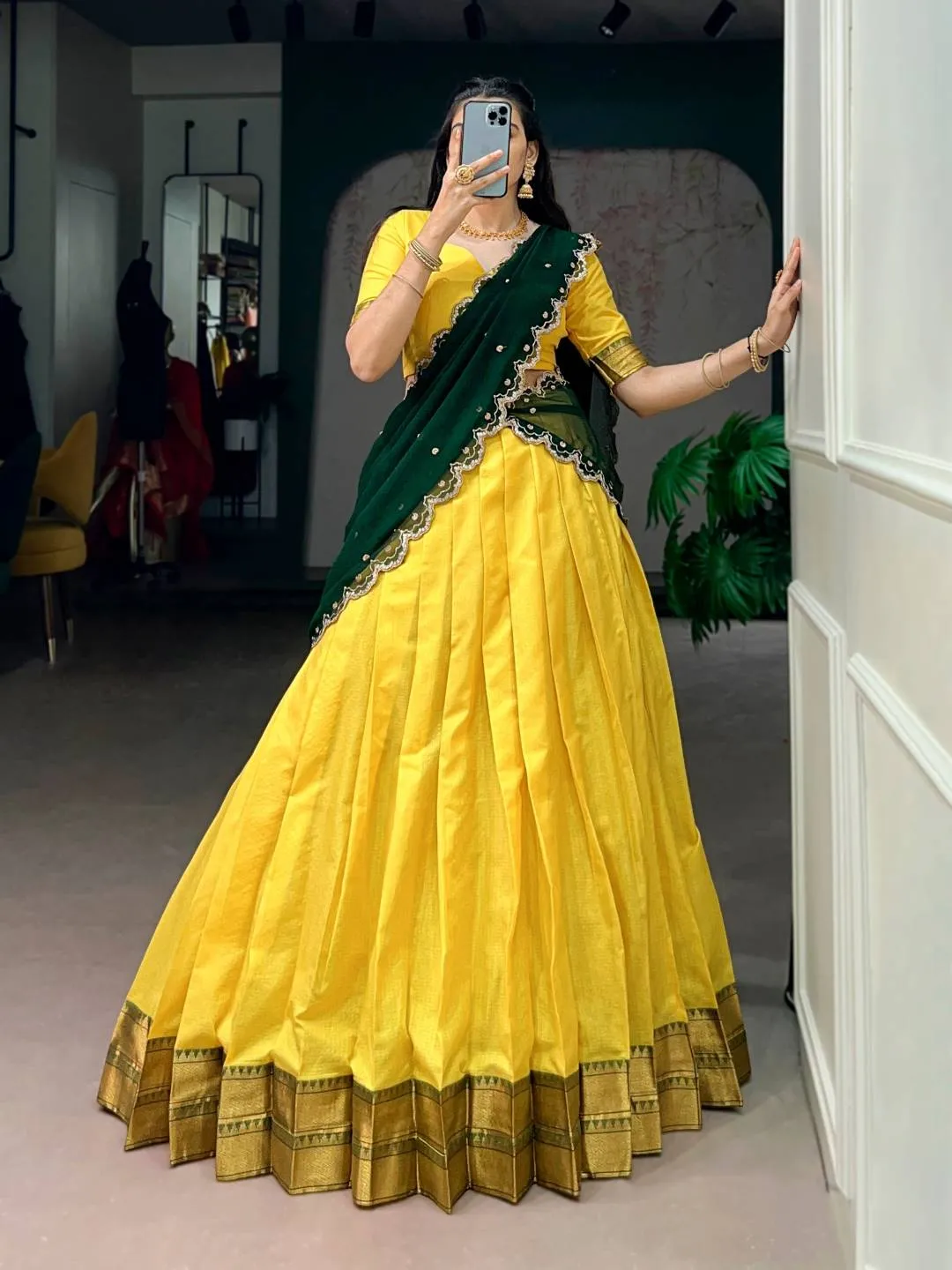 Launching WMN 2035 Cotton Silk Zari Weaving Work Lehenga Choli Online Surat 2026