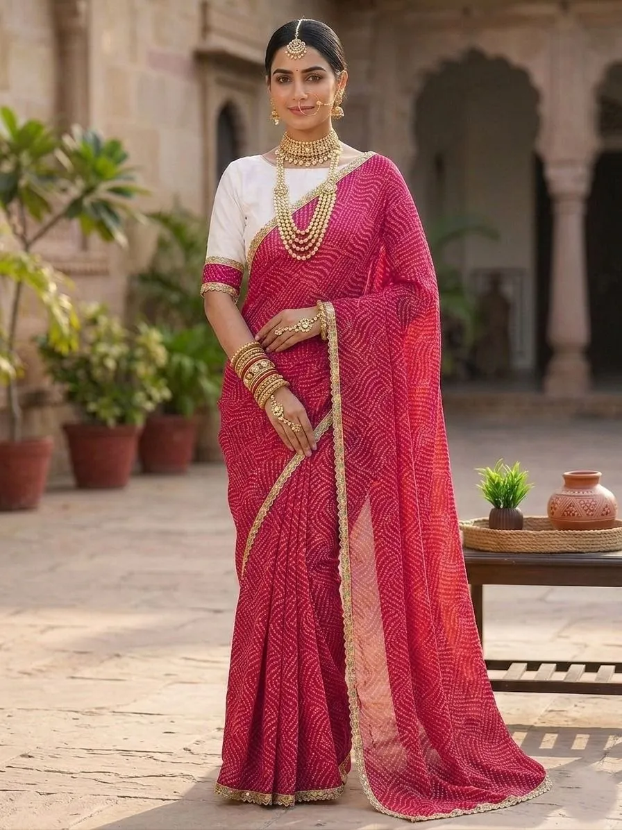 Launching SS180 Rekha Georgette Bandhani Printed Daily Wear Saree Collection 2026