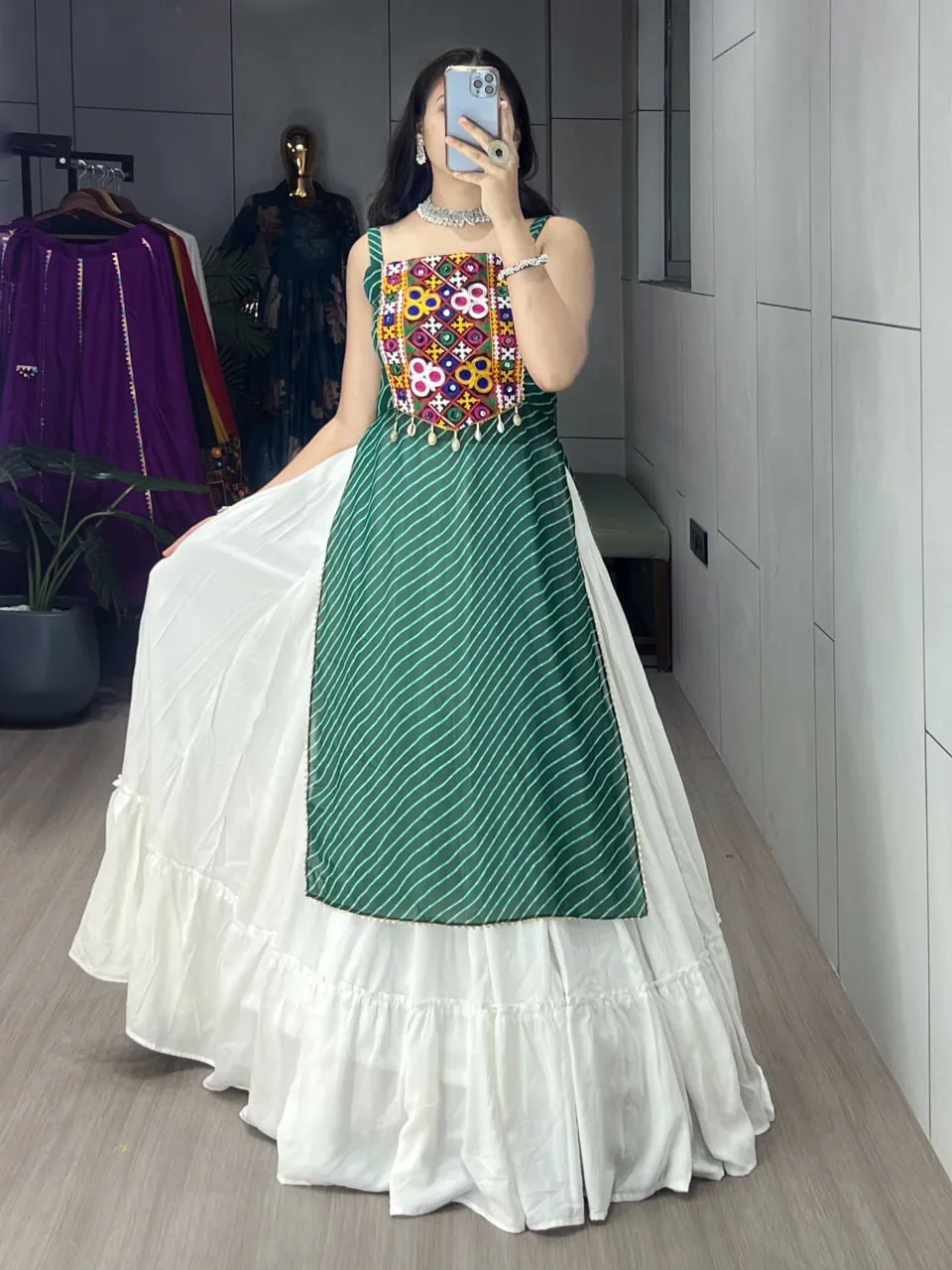Stylish WMT 8047 Rayon Cotton Kurti Skirt Lehenga Navratri Collection 2026