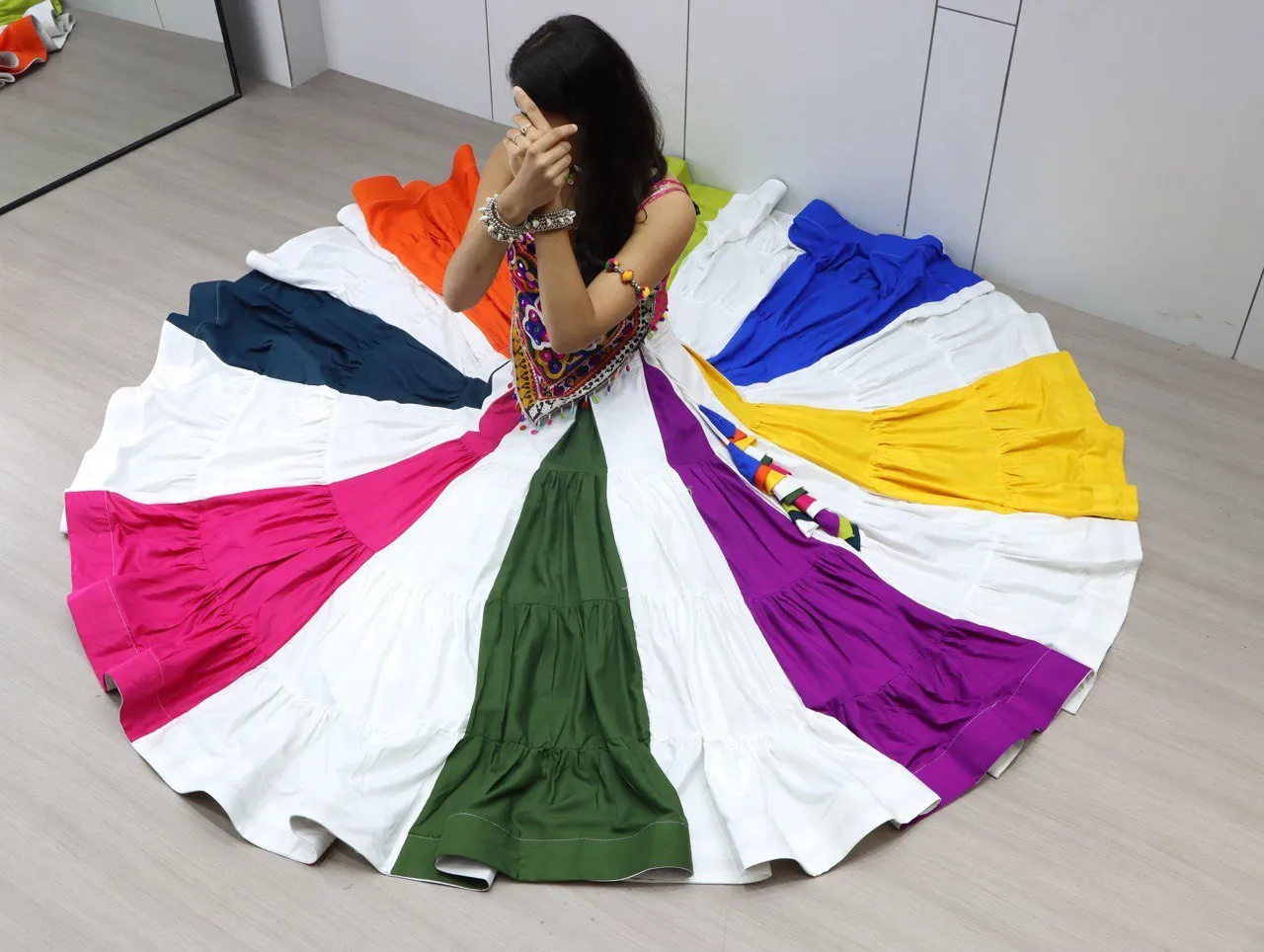 Beautiful WMT 9148 Zankaar Silk Mirror Gamthi Work Navratri Lehenga Top 2026 2026