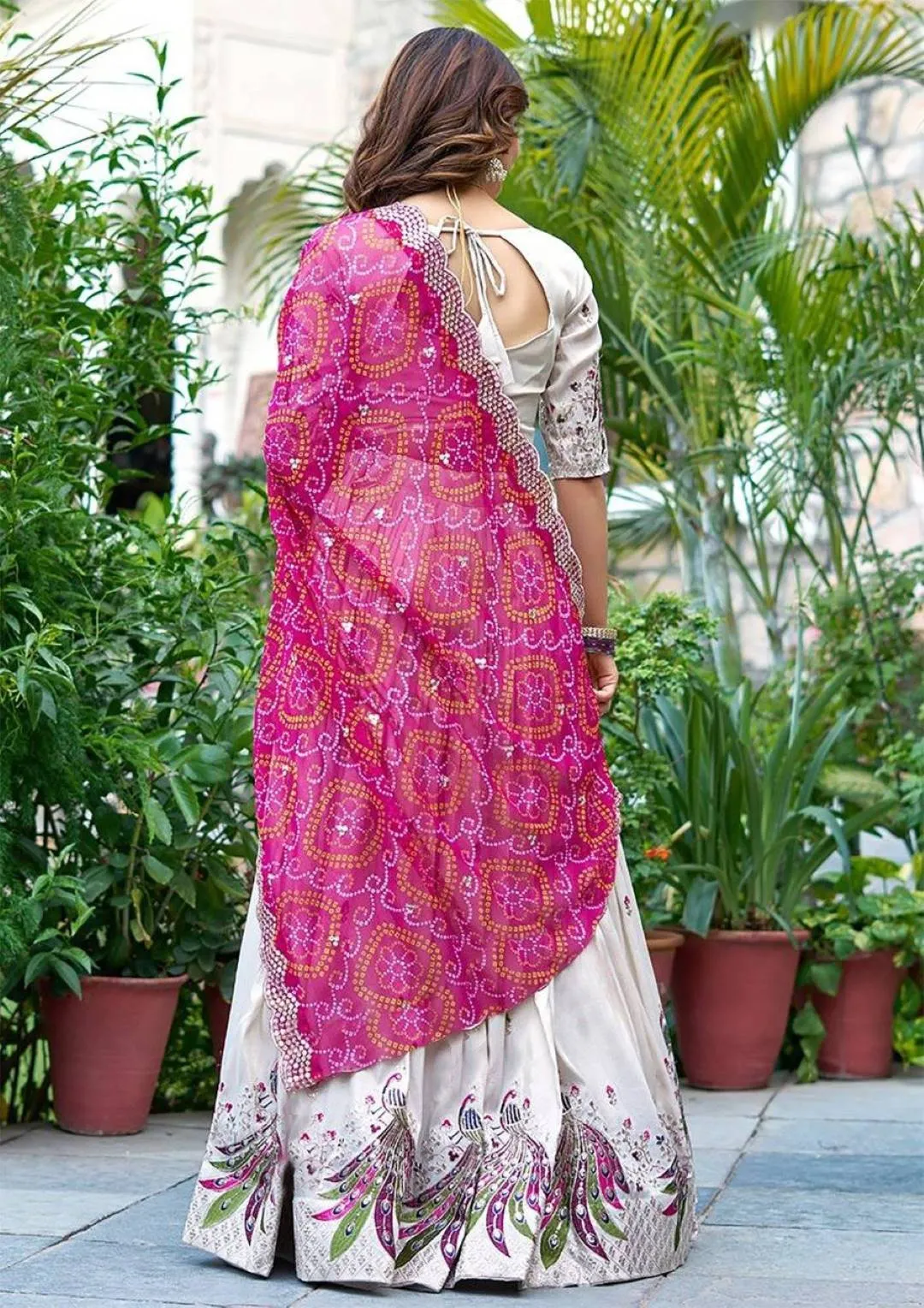 Latest FFD Peacock Lehenga Chinon White Color Party Wear Lehenga Choli 2026