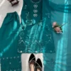 Stylish Deepika 1603 Crep Silk Thread Designer Teal Kurti Palzoo Set 2026