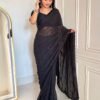 VFT 1034 Nora Black Georgette Fetival Saree Wholesale Surat