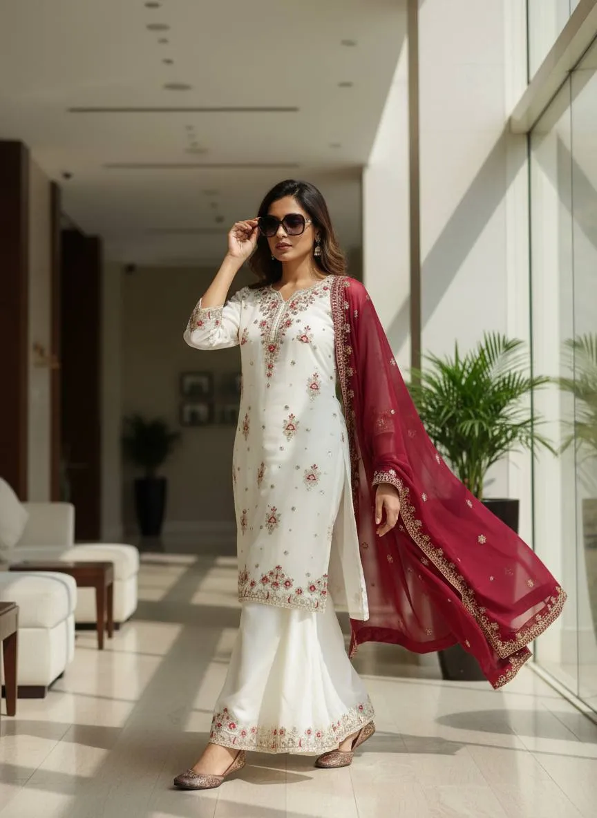 Launching C585 1462 Chinon Silk Embroidery Festival Readymade Dress Wholesale Surat 2026