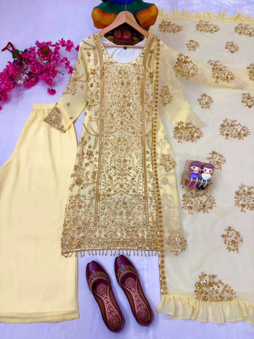 Launching C585 1451 Georgette Zari Wedding Pakistani Sharara Suit Wholesale Surat 2026