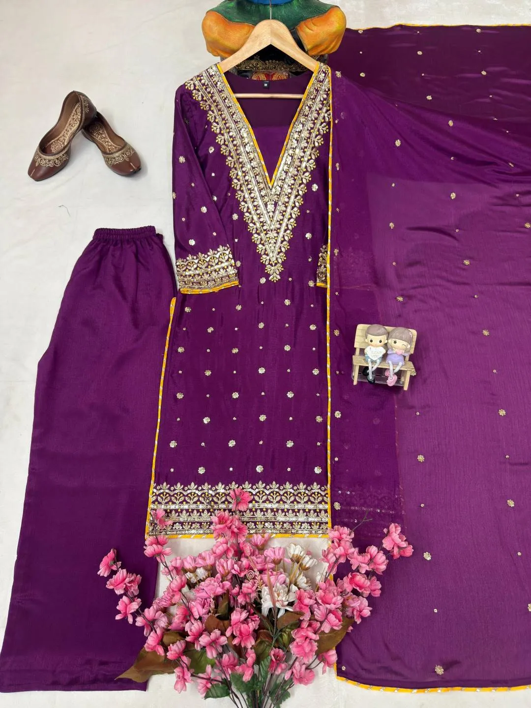 Beautiful C585 1457 Chinon Silk Zari Work Long Readymade Dress Wholesale Surat 2026