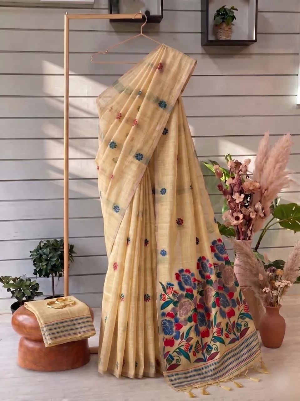 Beautiful RGS Muga Cotton Flower Prined Festival Saree Wholesale Surat 2026