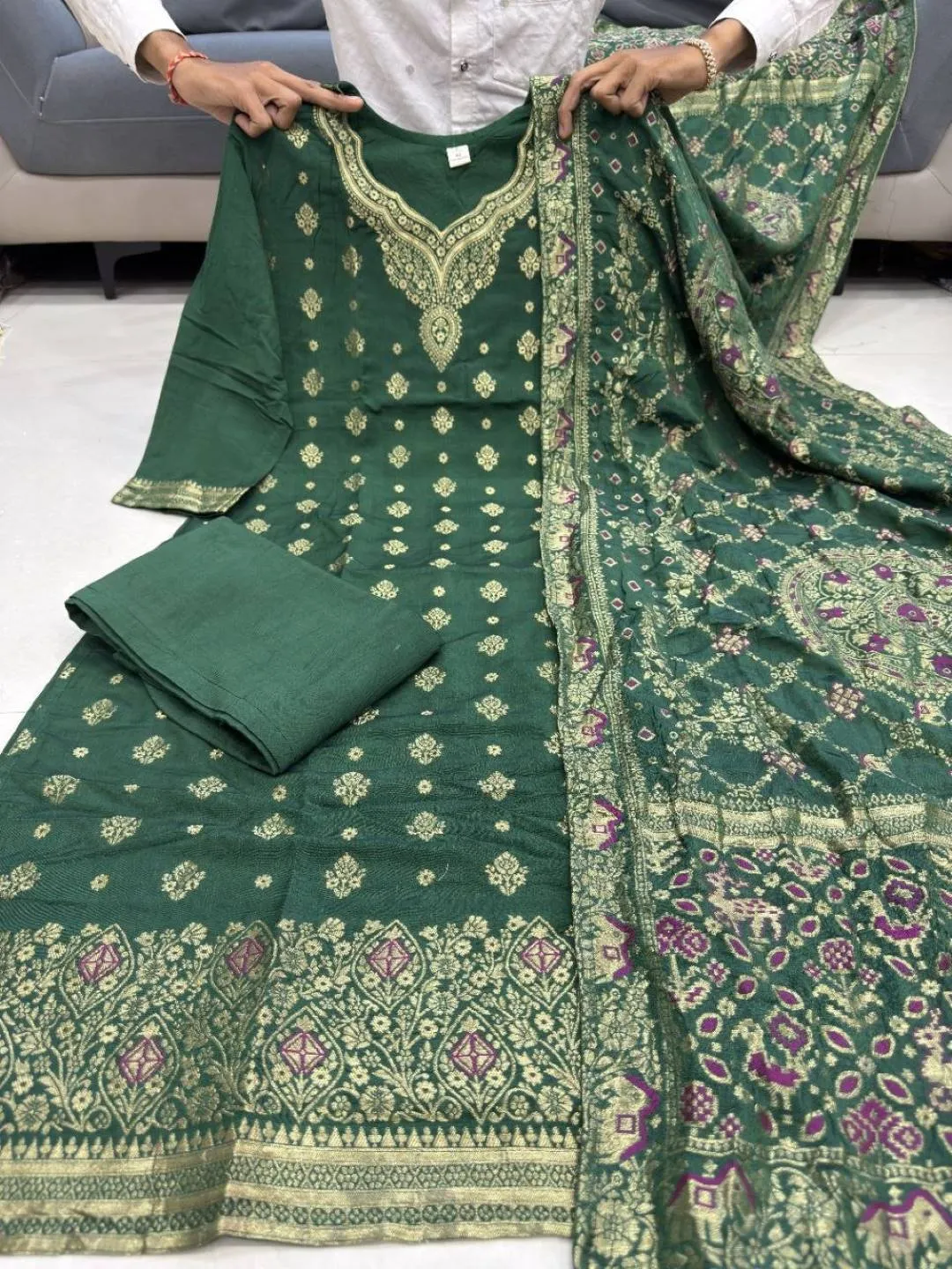 Buy Yasu Green Bund Banarasi Weaving Readymade Dress Wholesale Surat 2026