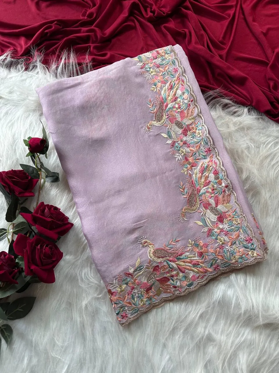 Stylish MHV Hania Silk Embroidery Party Wear Saree Wholesale Surat 2026