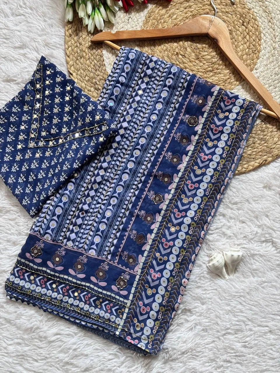 Beautiful WMS Georgette Bollywood Mirror Hand Work Saree Wholesale Surat 2026