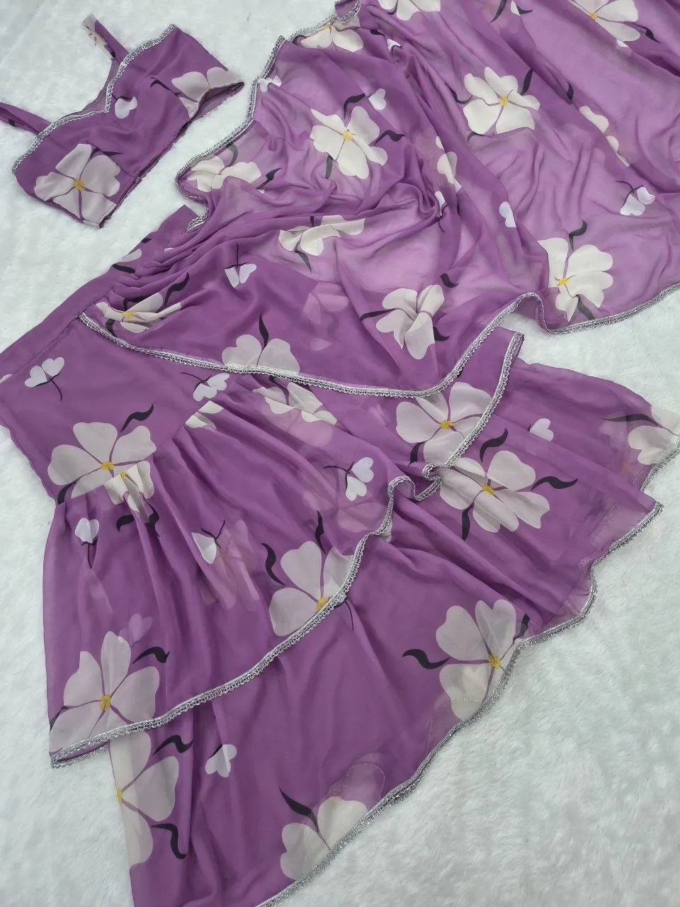 HCR 1132 Georgette Printed Ready To Wear Lehenga Saree Wholesale Surat
