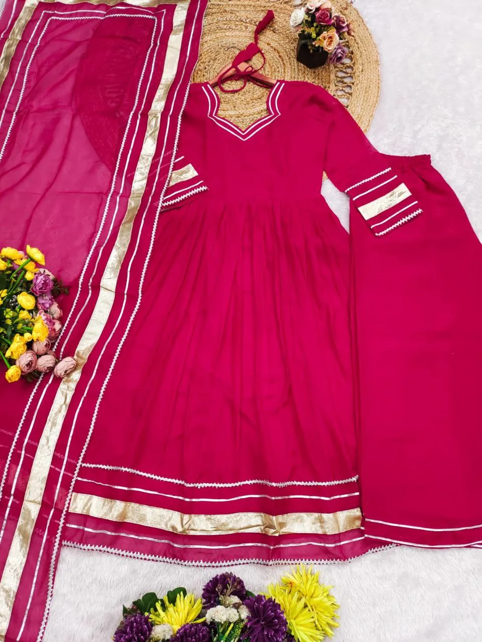 Latest ATQ Vishakha Georgette Gota Patti Festival Gown Sharara Wholesale Surat 2026
