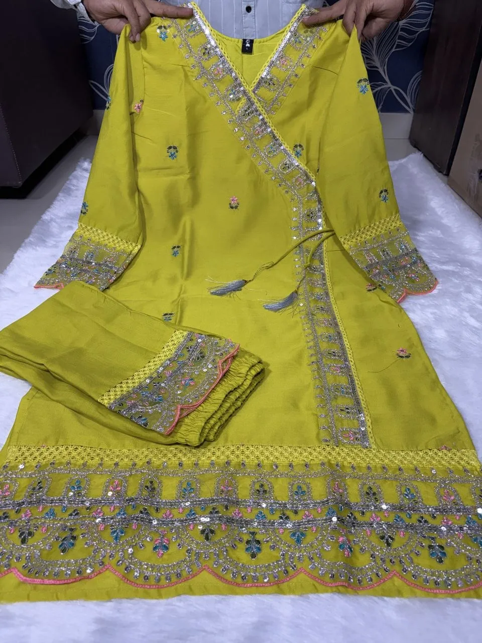 ATQ Sara Chanderi Silk Embroidery Work Fetival Kurti Pant Wholesale Surat