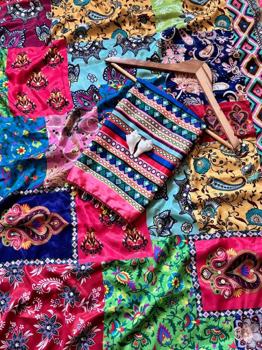 Launching WMS Roman Silk Ajarakh Printed Mirror Work Saree Wholesale Surat 2026