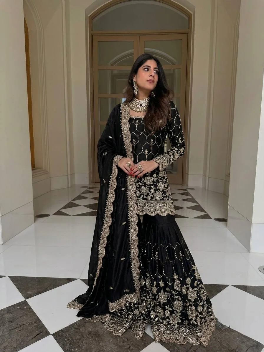 Buy Sabina 1712 Gmy Silk Embroidery Wedding Pakistani Gharara Suti Wholesale Surat 2026