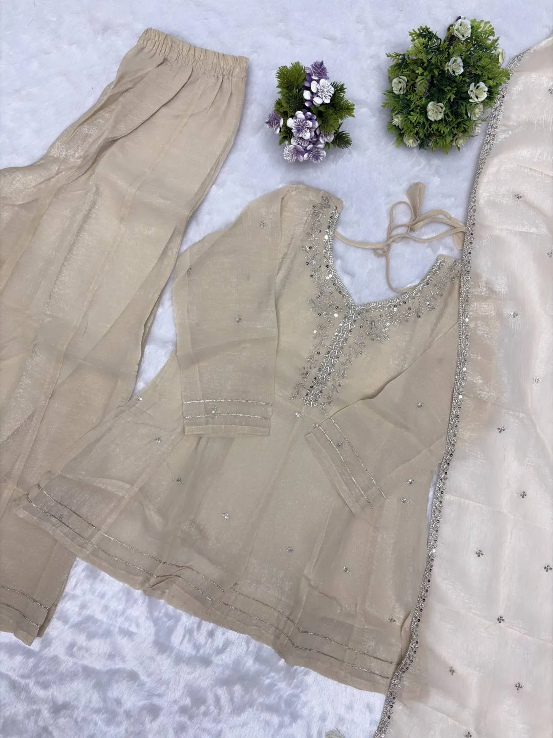Latest ATQ Honey Crunchy Silk Sequence Work Top Sharara Set Wholesale Surat 2026