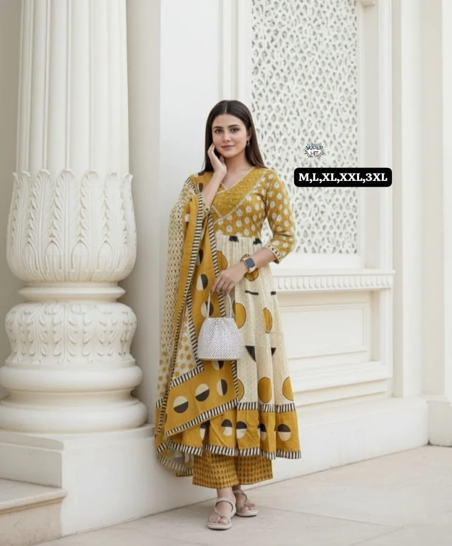 Buy Laxmy Cotton Embroidery Festival Anarkali Readymade Dress & Gown Wholesale Surat 2026