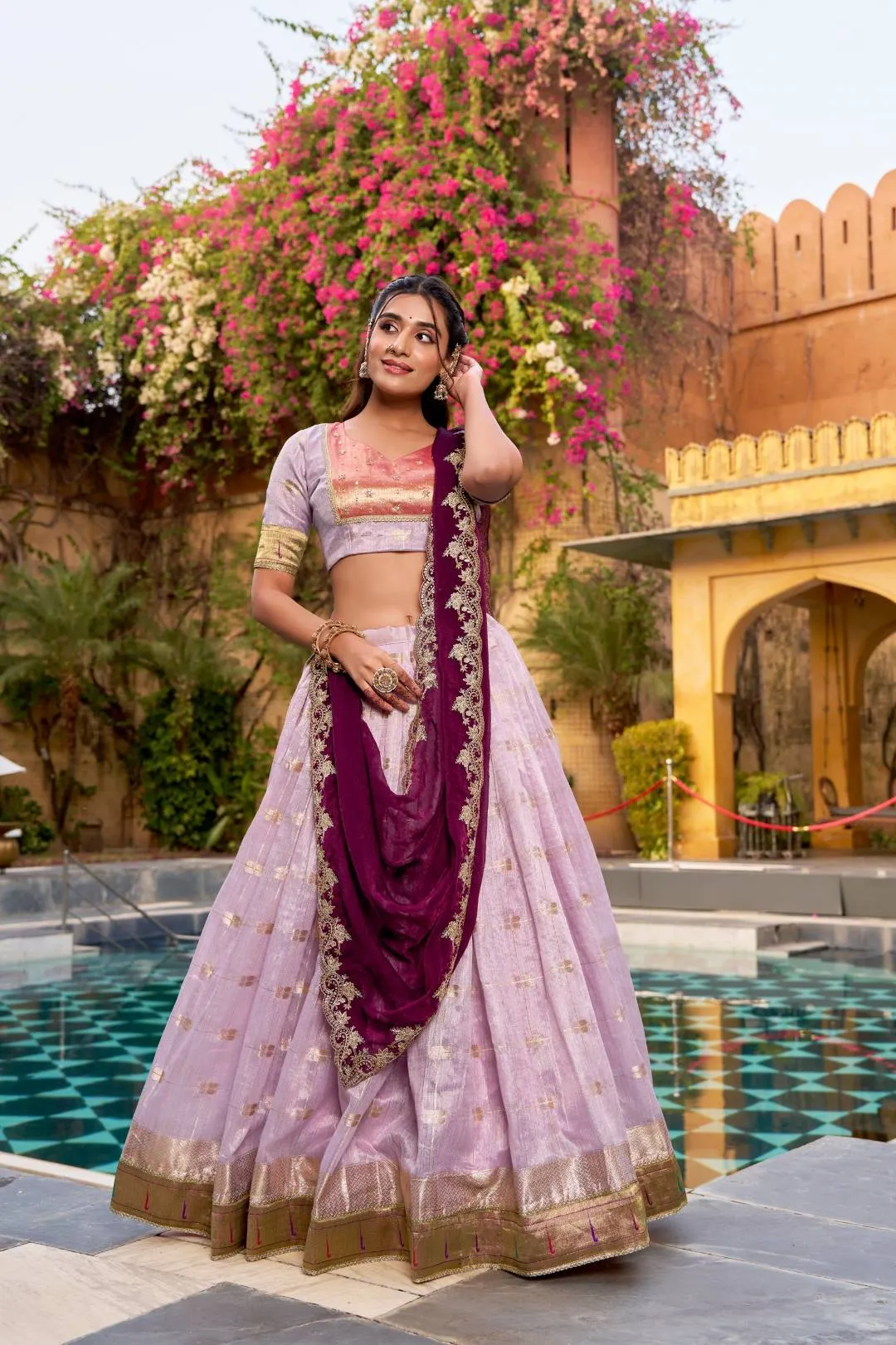 Latest WMN 2008 Vedaa Slub Kota Zari Weaving Lehenga Choli Wholesale Surat 2026