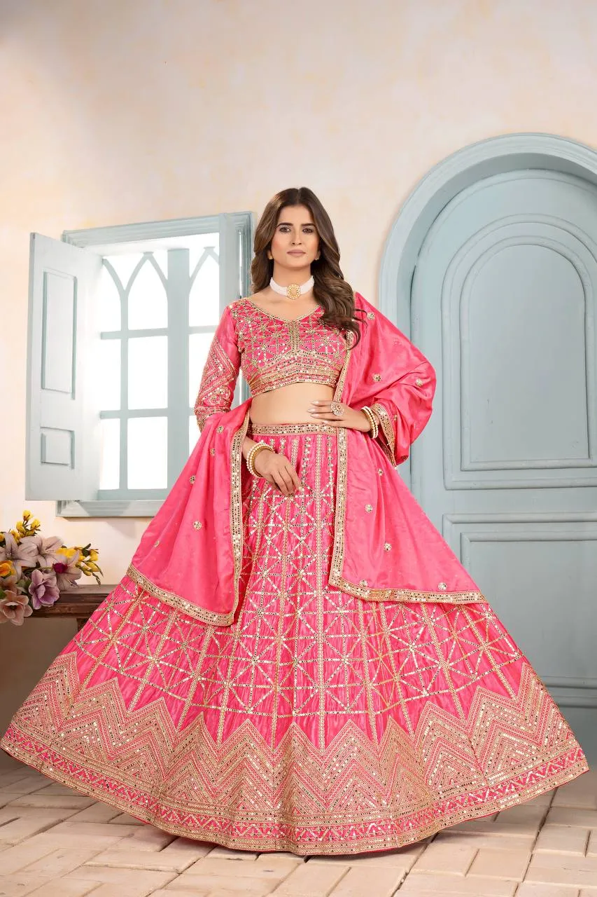 Launching DKT 5124 Chinon Designer Sequins Embroidery Work Wedding Lehenga Choli Wholesale Surat 2026