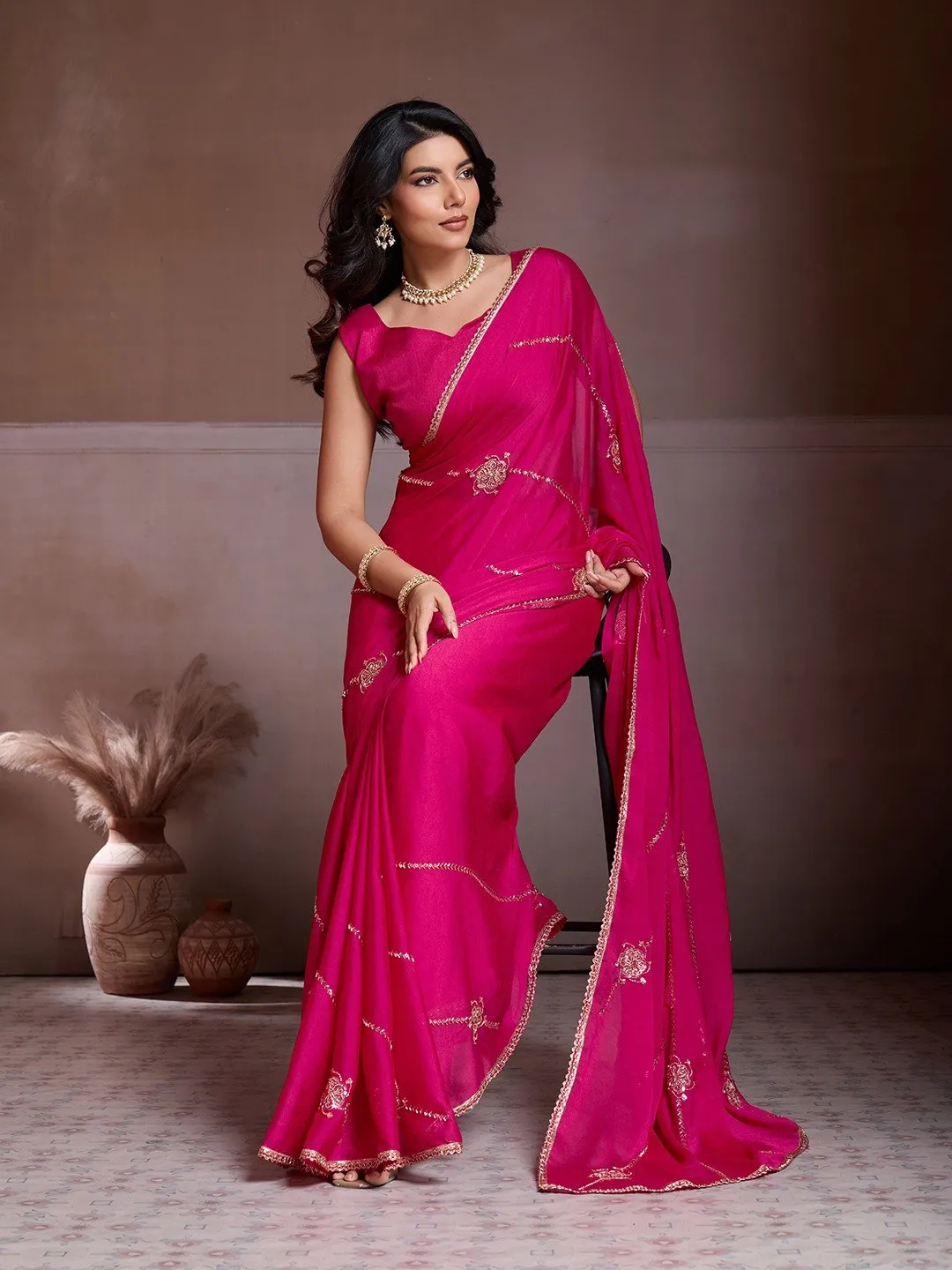 Latest Kiara Yaaraa Crush Silk Embroidery Party Wear Saree Wholesale Surat India 2026