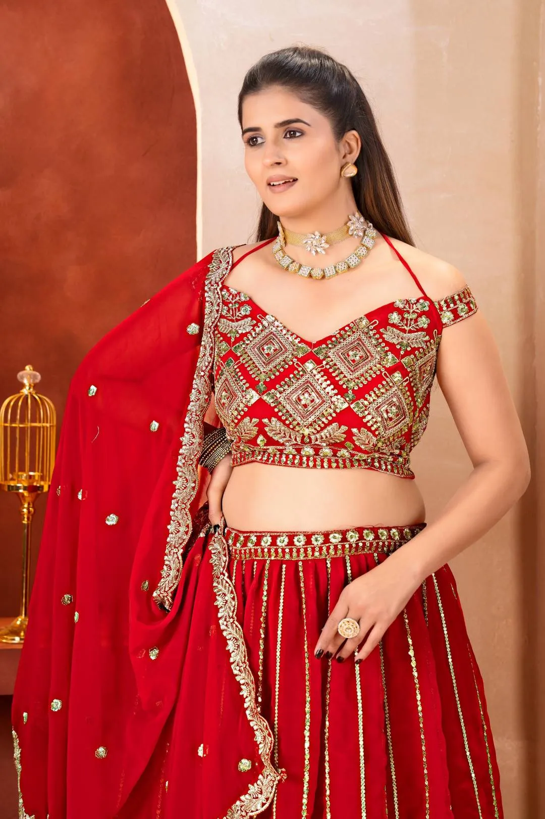 Buy DKT 5157 Georgeet Embroidery Work Party Wear Designer Lehenga Choli Collection 2026