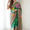 Stylish WMS Roman Silk Tranding Ajarakh Printed Mirror Work Saree 2026