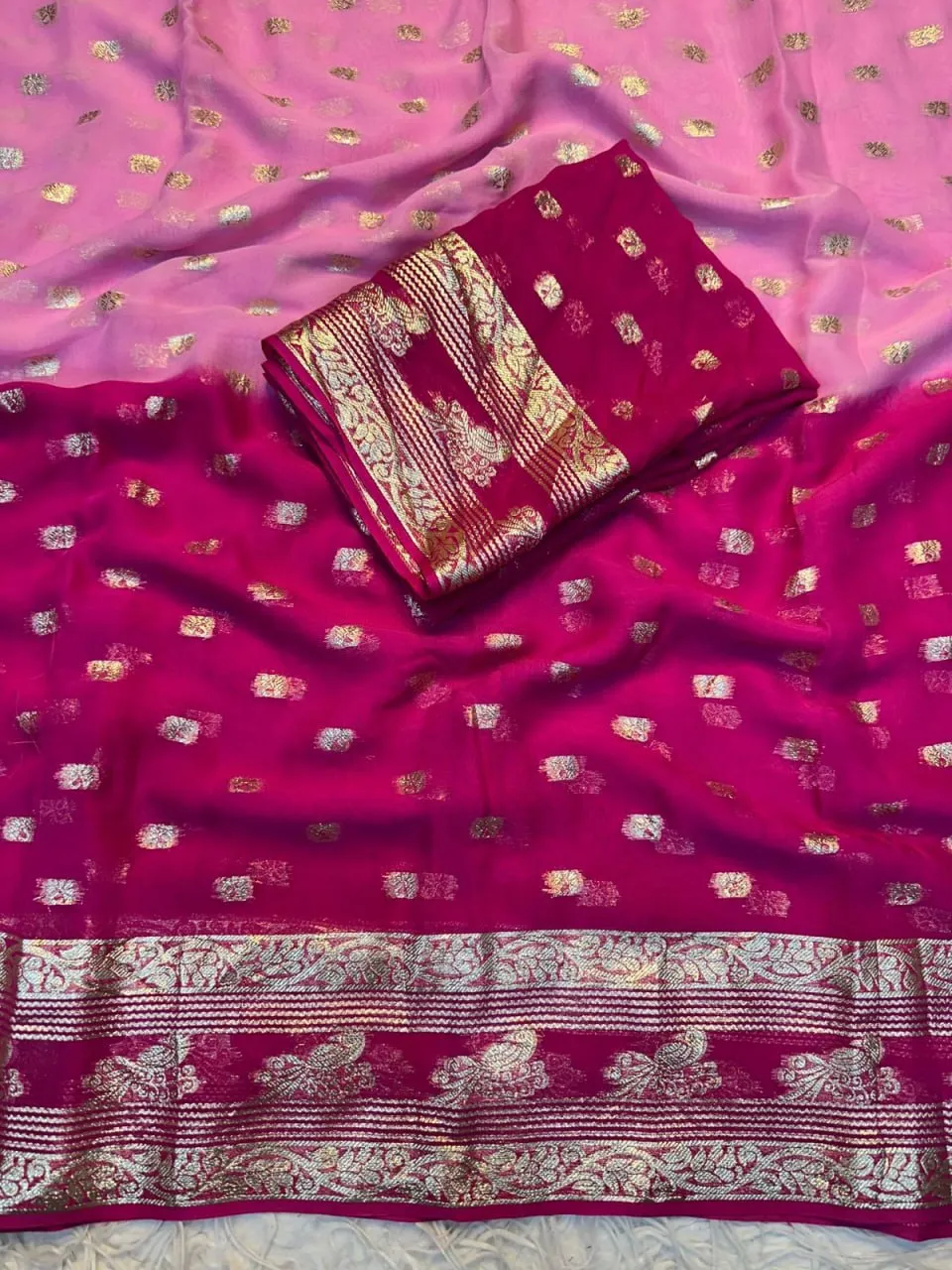 SNT Pure Viscose Georgette Saree With Jacquard Border
