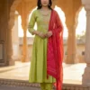Zarin 08 Chinon Silk Embroidery Gown Pant Dupatta Collection