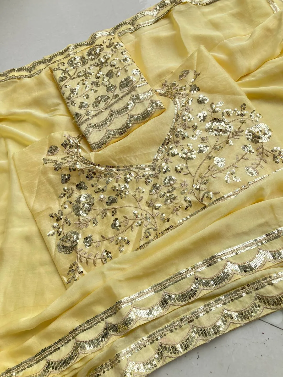 Stylish Kiara Sitara Moss Chiffon Designer Sequnce Work Saree India 2026