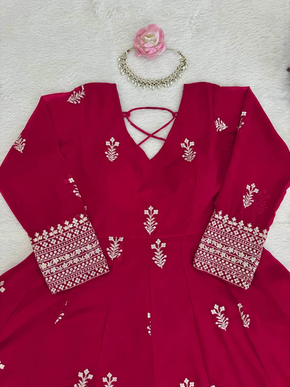 Buy Deepika 5980 Gorgette Thread Work Anarkali Gown Pant Dupatta Set In Surat 2026