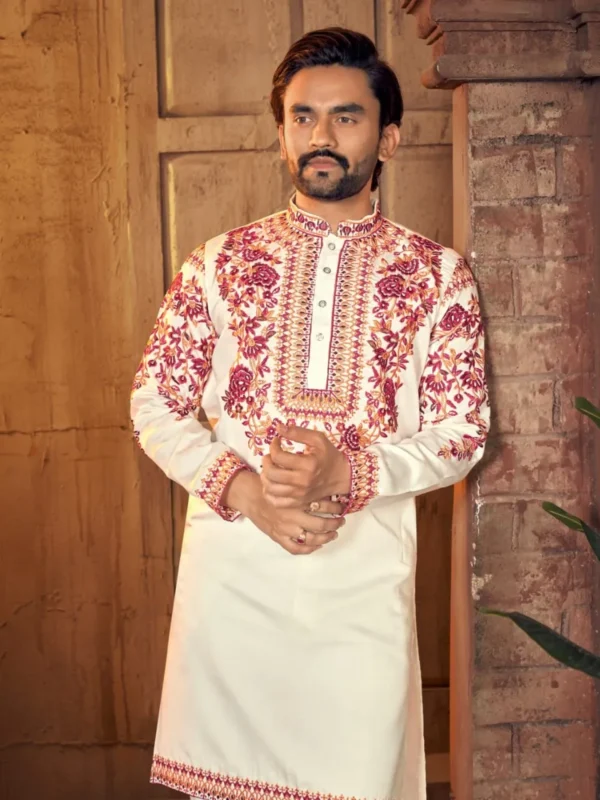 Beautiful VDA Sajavat Premium Silk Thread Work Wedding & Festival Kurta Pajama 2026