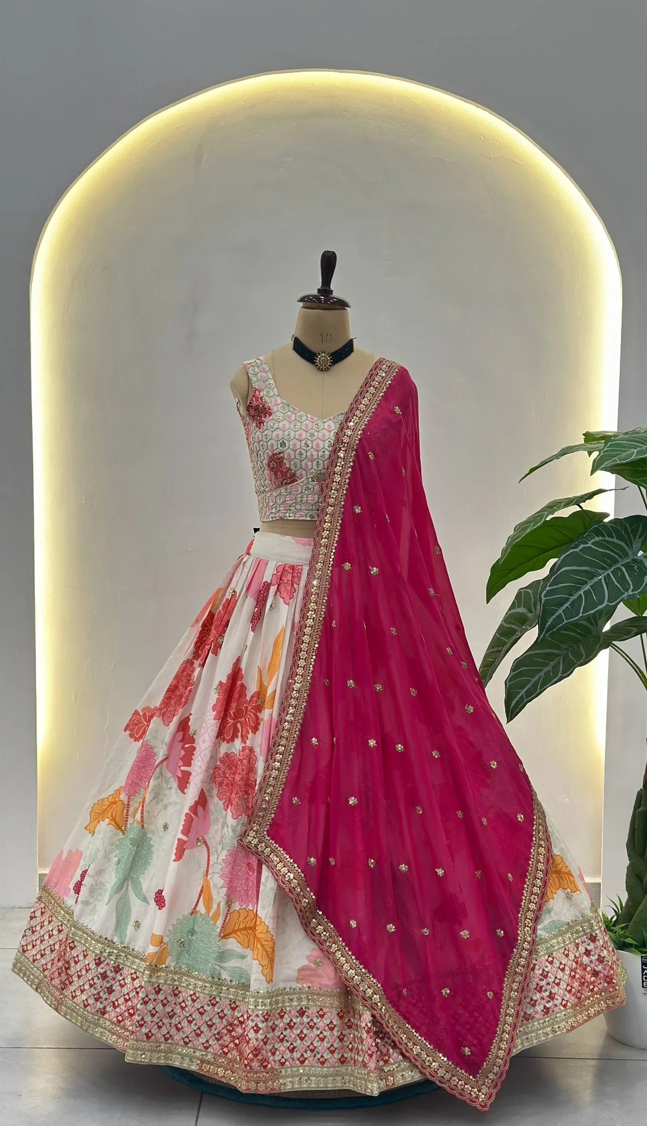 Beautiful DKT 5081 Chinon Silk Printed Embroidery Wedding Wear Lehenga Choli 2026