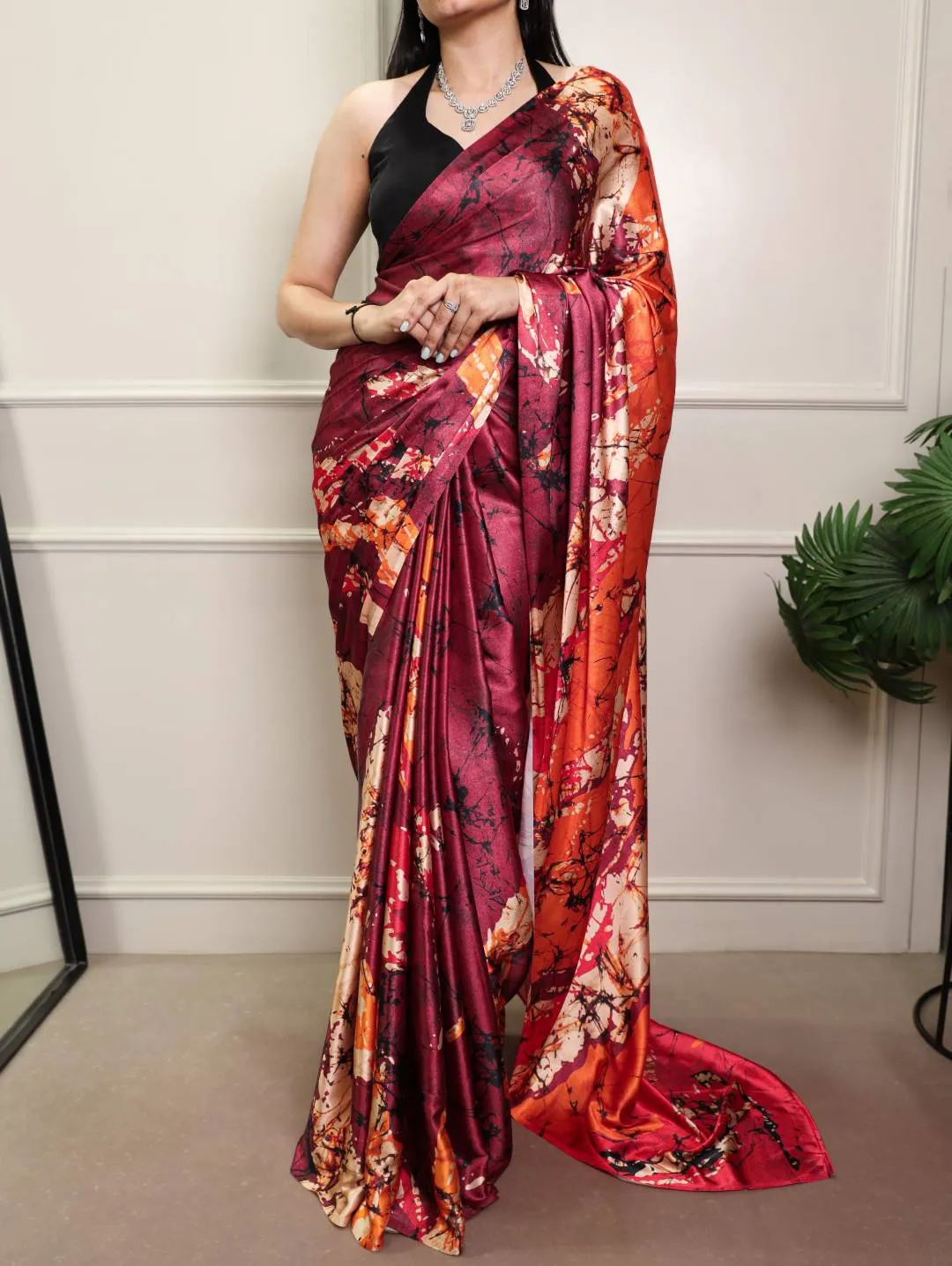 WMN 7012 Kalyzaa Satin Silk Printed Party Wear Sraee Online