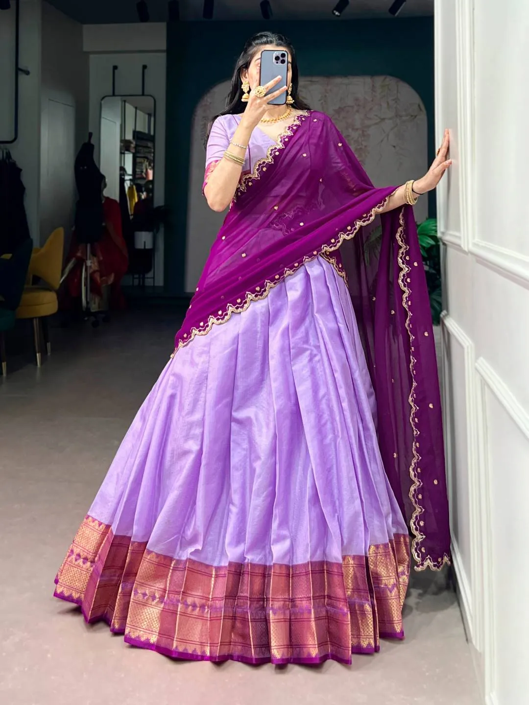 Launching WMN 2035 Cotton Silk Zari Weaving Work Lehenga Choli Online Surat 2026