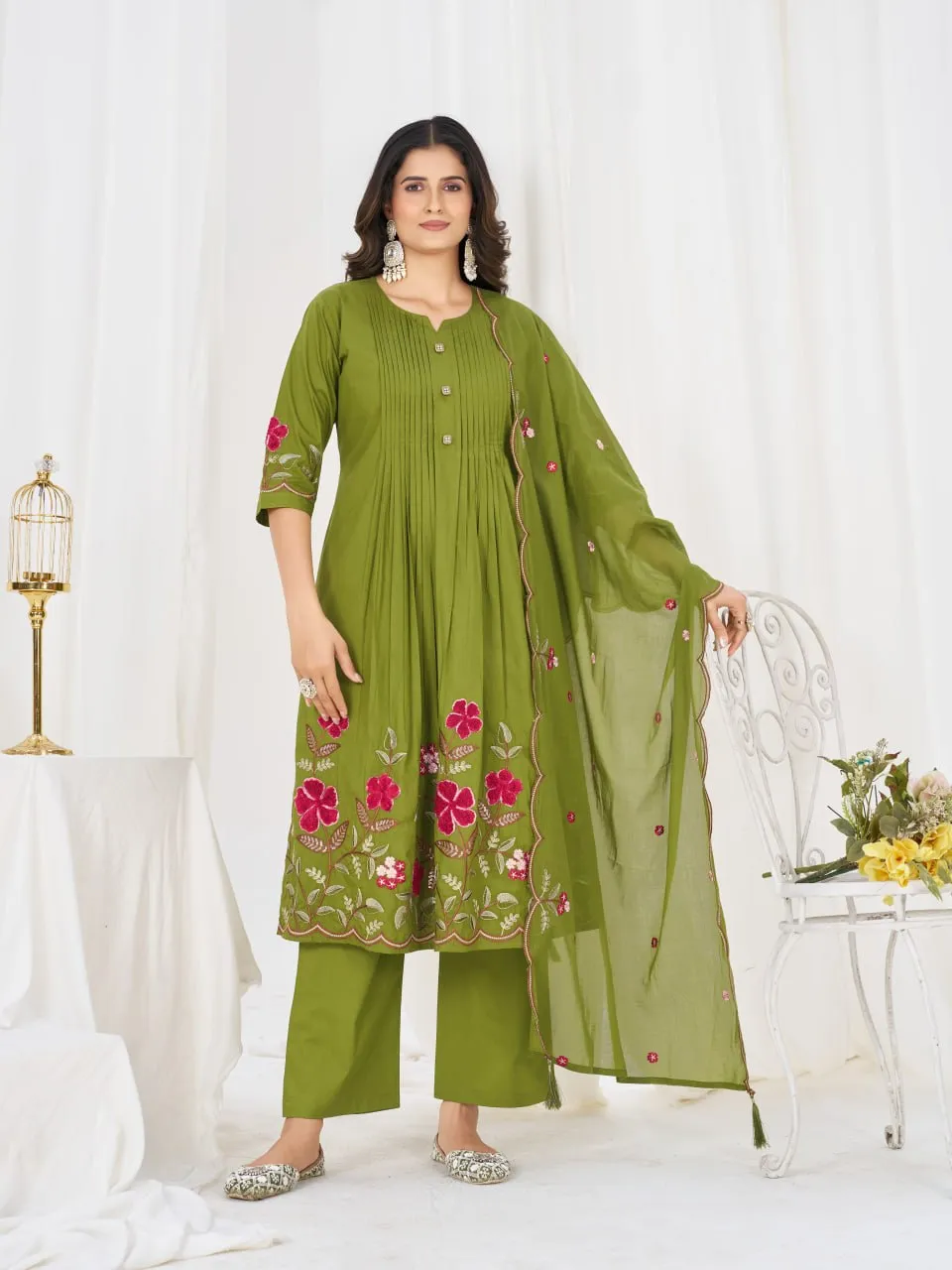 Stylish Lila 159 Cotton Thread Embroidery Festival Anarkali Readymade Dress 2026