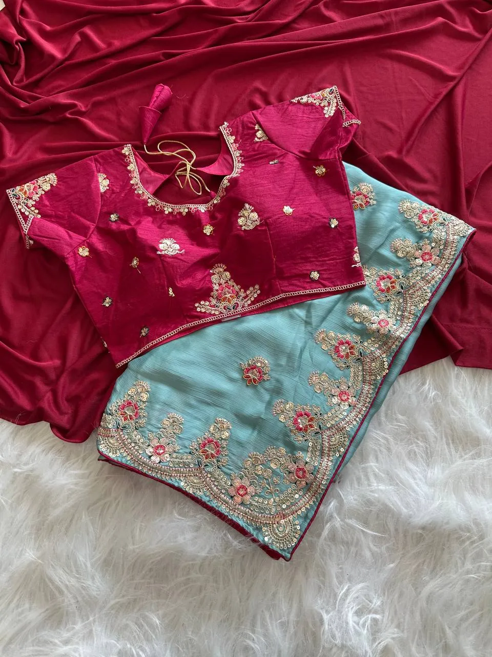 Stylish MHV Sara Fandy Silk Embroidery Work Festival & Wedding Saree 2026