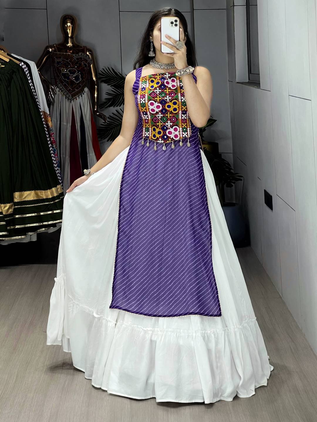 WMT 8047 Rayon Cotton Kurti Skirt Lehenga Navratri Collection