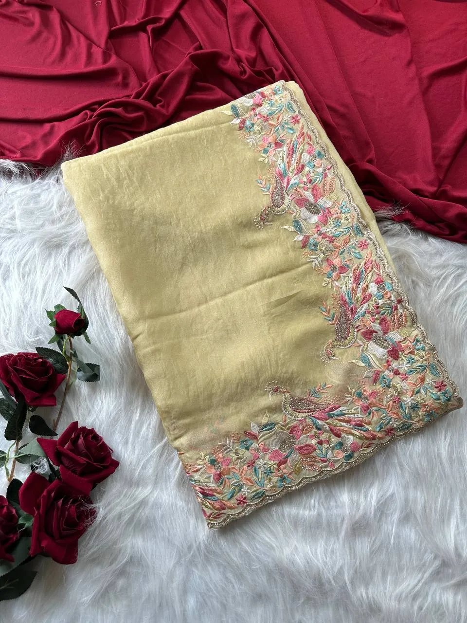 Stylish MHV Hania Silk Embroidery Party Wear Saree Wholesale Surat 2026