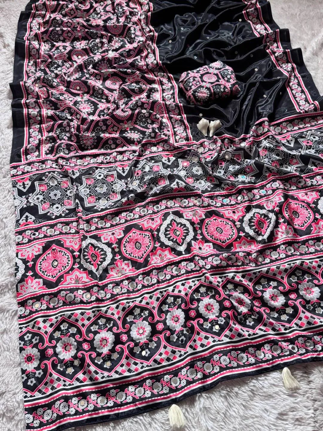 Launching WMS Model Silk Tranding Ajarakh Printed Saree Wholesale Surat 2026