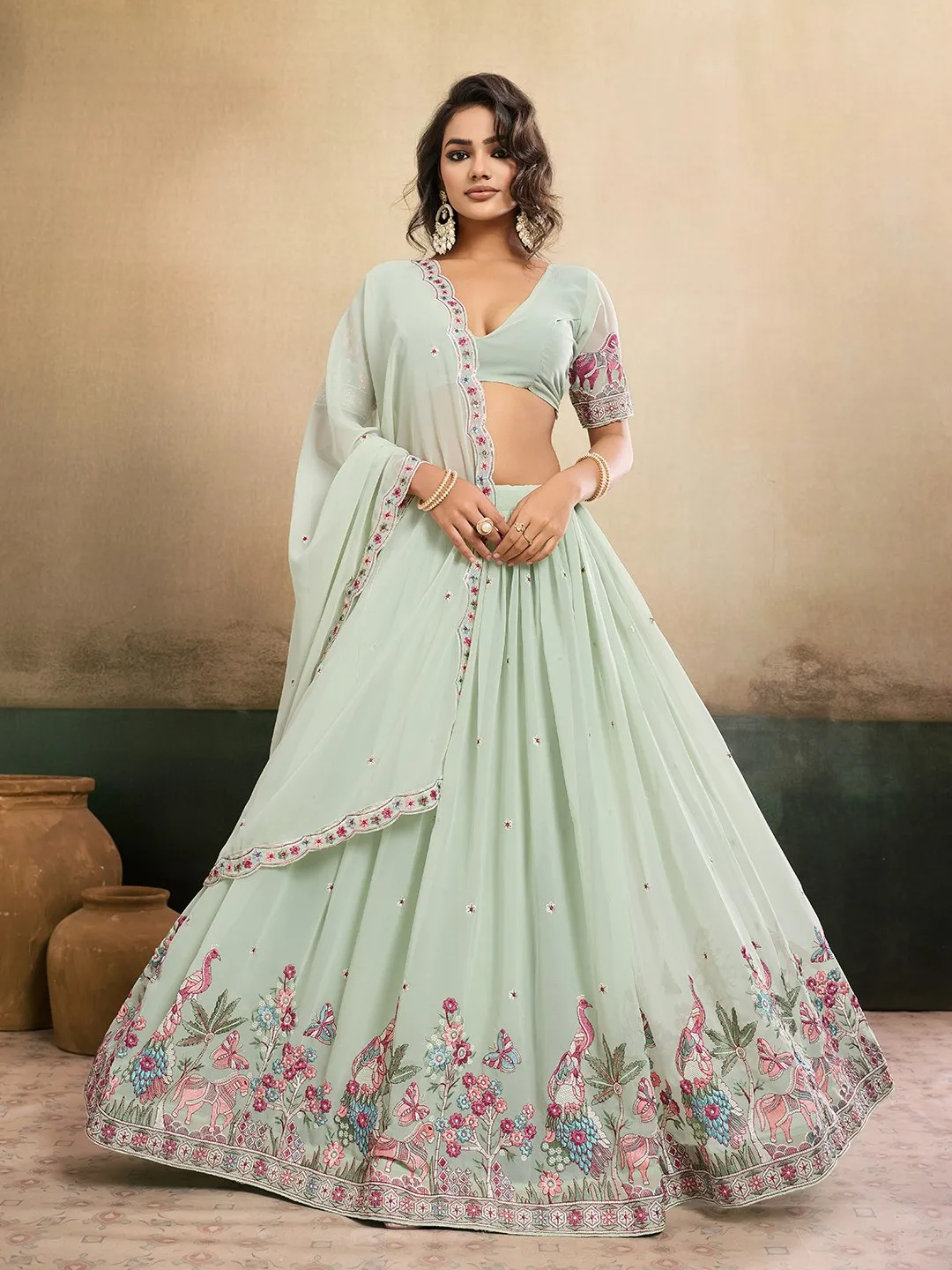 Latest Kiara Georgette Embroidery Work Lehenga Choli Wholesale Surat 2026