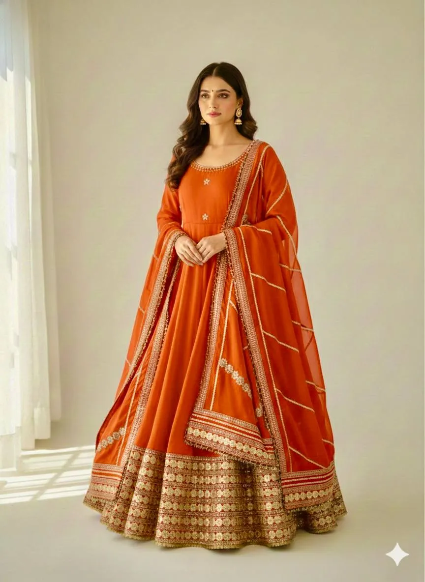 Stylish Alia 551 Chinon Silk Embroidery Festival Gown Wholesale Surat 2026