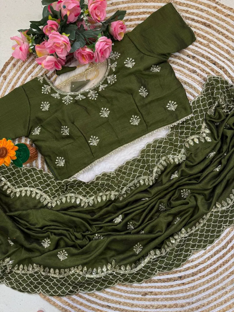 Stylish Kusum Pratima Vichitra Silk Thread Work Festival Saree Wholesale Surat 2026