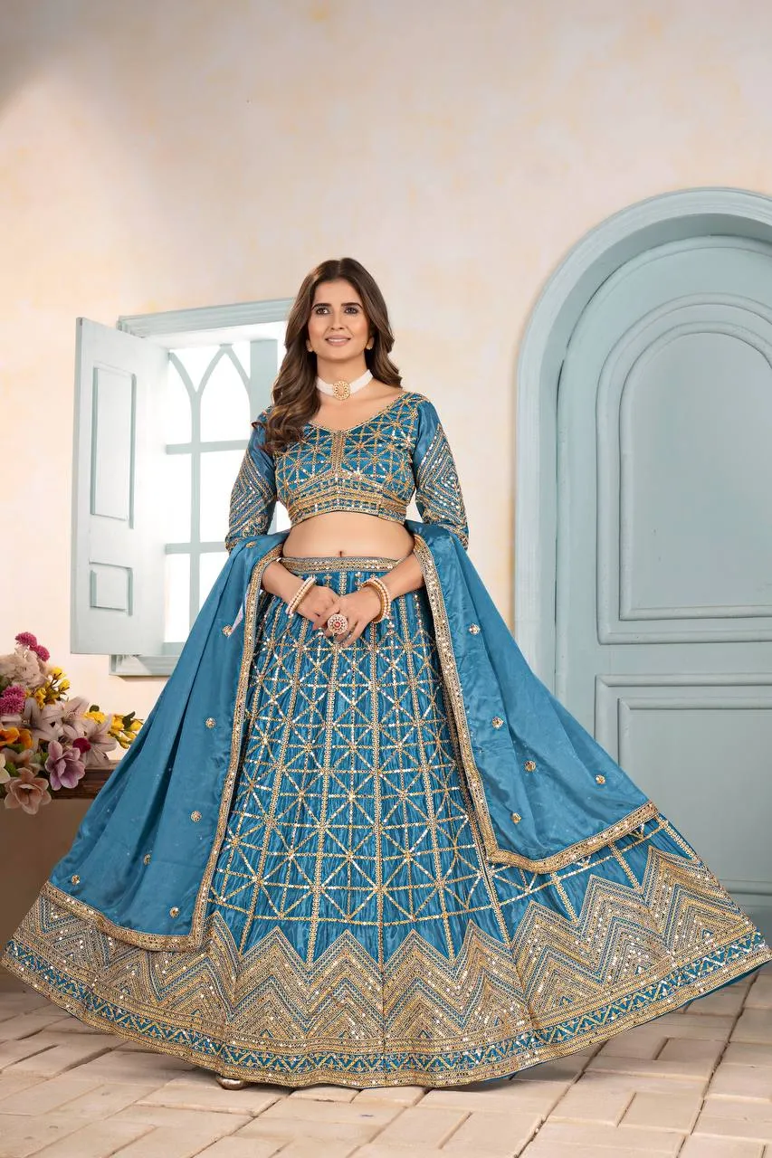 Launching DKT 5124 Chinon Designer Sequins Embroidery Work Wedding Lehenga Choli Wholesale Surat 2026