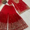 Buy Red Chinon Silk Embroidery Kurti Sharara Palazzo Set Wholesale Surat MRD 3041 2026