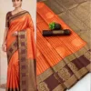 Launching SS180 Orange Kanchivaram Silk Zari Work Festival South Style Saree 2026
