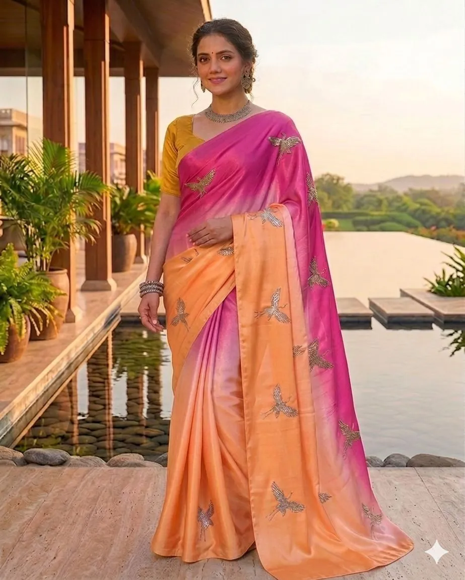 Latest SNT Soft Space Silk Saree Thread Sequence Work 2026