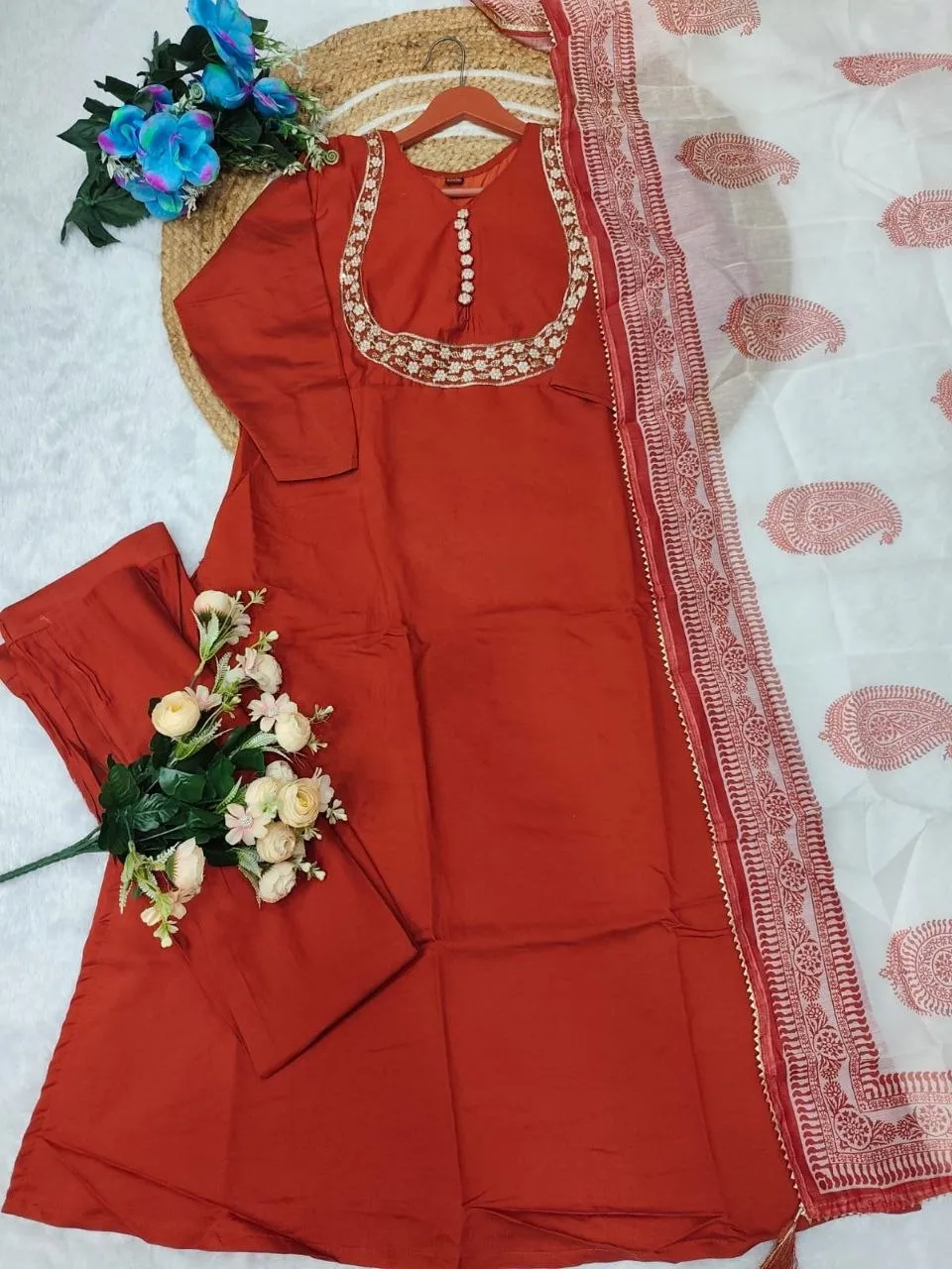 Zarin 09 Roman Silk Embroidery Work Readymade Dress Wholesale Market In Surat