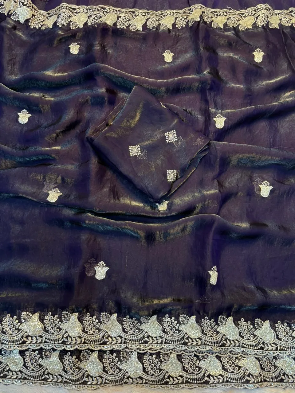 Latest SNT Space Silk Saree Multi Thread Sequence Work 2026