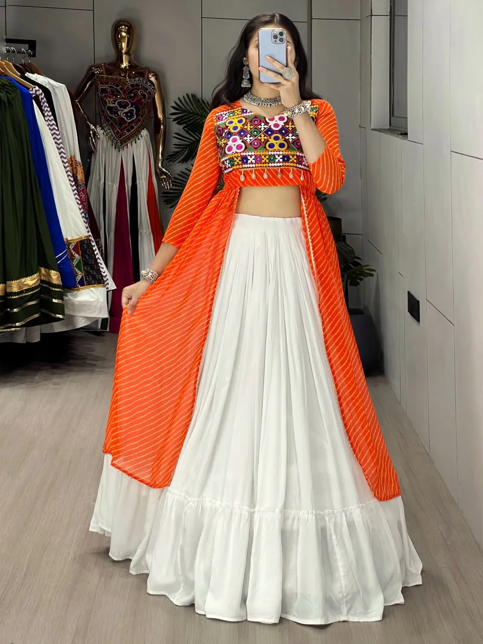 Stylish WMT 8047 Rayon Cotton Kurti Skirt Lehenga Navratri Collection 2026
